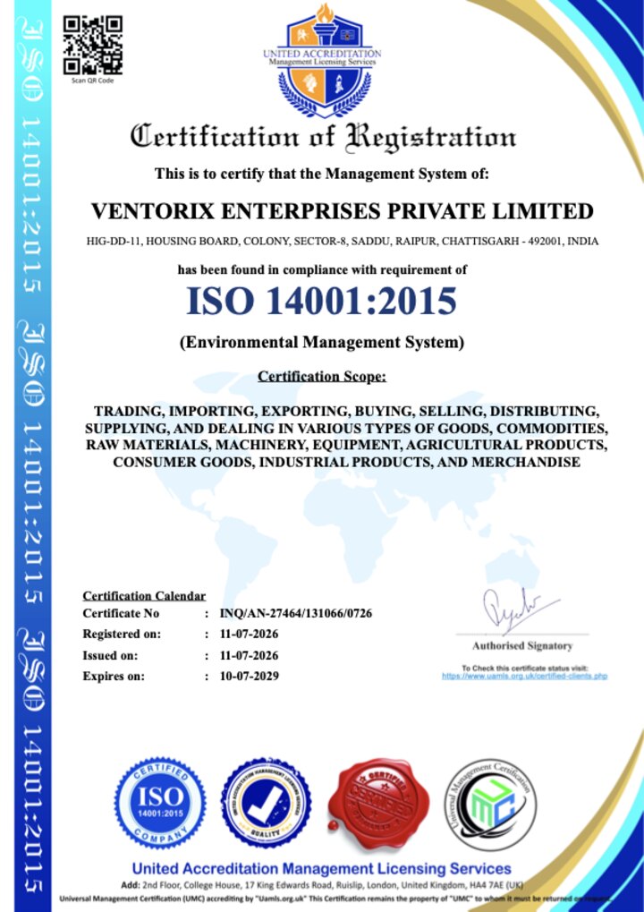 ISO 14001:2015 certificate — VENTORIX ENTERPRISES PRIVATE LIMITED